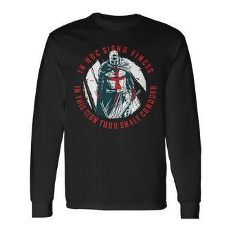 In Hoc Signo Vinces Medieval Aesthetics Knight Cross Warrior Long Sleeve T-Shirt - Monsterry DE