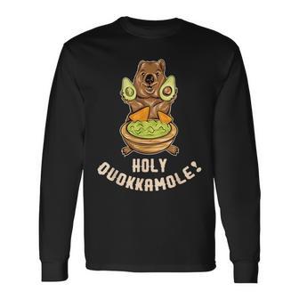 Holy Quokkamole Quokka Avocado Guacamole Long Sleeve T-Shirt - Monsterry