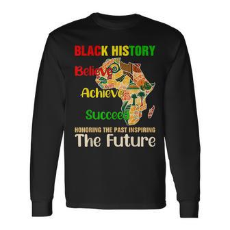 Honoring Past Inspiring Future Black History Month Retro Long Sleeve T-Shirt - Thegiftio UK