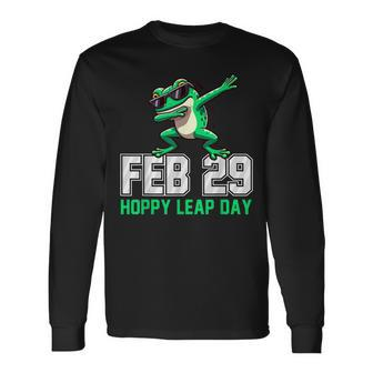 Hoppy Leap Day Frog Leap Year Leapling Humor Pun Long Sleeve T-Shirt | Mazezy