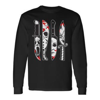 Horror Movie Characters In Knives Horror Characters Long Sleeve T-Shirt - Monsterry UK