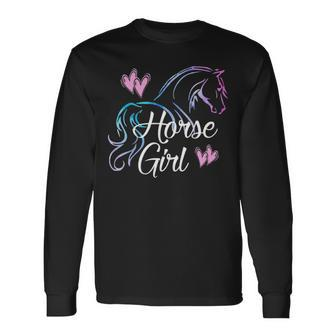 Horse Girl Equestrian Ridern Tween Kid Women Horse Lover Long Sleeve T-Shirt | Mazezy
