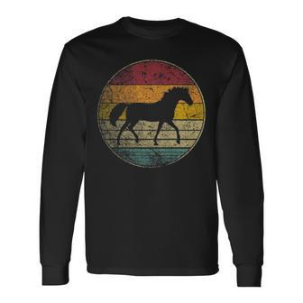 Horse Riding Love Equestrian Girl Vintage Distressed Retro Long Sleeve T-Shirt | Mazezy