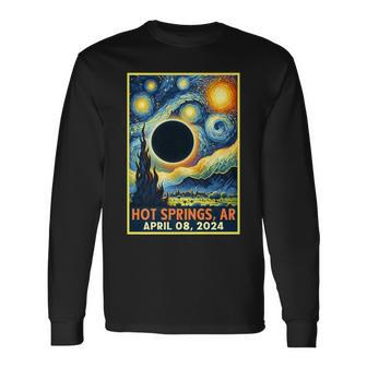 Hot Springs Arkansas Total Solar Eclipse 2024 Starry Night Long Sleeve T-Shirt - Seseable