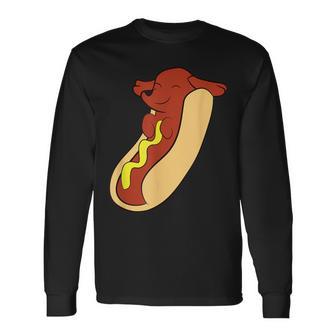 Hotdog Lover Hotdog Dachshund Hot Dog Long Sleeve T-Shirt - Monsterry