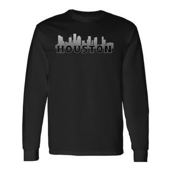 Houston Throwback Silhouette Buildings Retro Houston Long Sleeve T-Shirt - Monsterry AU