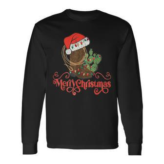 Howdy Christmas Western Xmas Cowboy Boots Country Christmas Long Sleeve T-Shirt | Mazezy