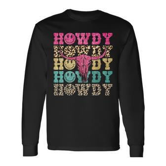 Howdy Smile Face Rodeo Western Country Southern Cowgirl Long Sleeve T-Shirt | Mazezy CA