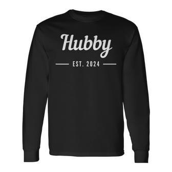 Hubby Est 2024 Logo Loading Wedding Couple Just Married 2024 Long Sleeve T-Shirt - Monsterry