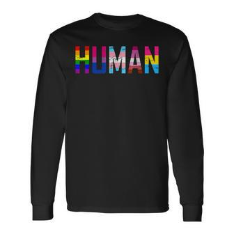 Human Lgbt Flag Gay Bi Trans Lesbian Pansexual Pride Long Sleeve T-Shirt - Thegiftio UK