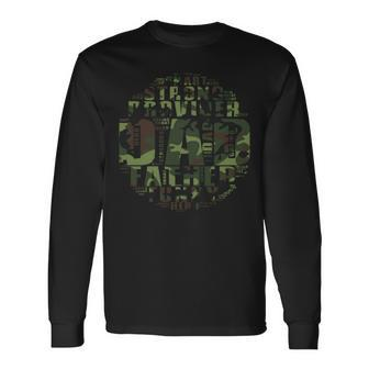 Hunting Dad Camouflage Word Cloud Father’S Day Men Long Sleeve T-Shirt - Seseable