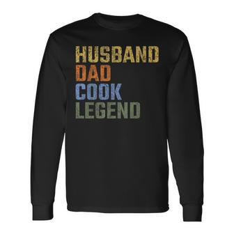 Husband Dad Cook Legend Fathers Day Vintage Retro Long Sleeve T-Shirt - Thegiftio UK