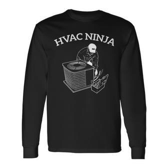 Hvac Technician Ninja Long Sleeve T-Shirt | Mazezy