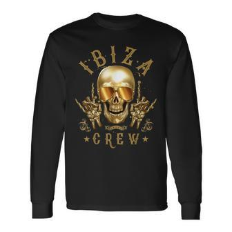 Ibiza Crew Skull Party Vacation Long Sleeve T-Shirt - Thegiftio UK