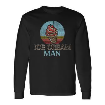 Ice Cream Boy Cone Sundae Retro Vintage Ice Cream Man Long Sleeve T-Shirt - Monsterry AU