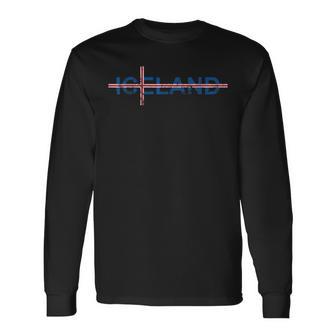 Iceland Flag Scandinavia Travel Vacation Pride Reykjavik Long Sleeve T-Shirt - Monsterry AU