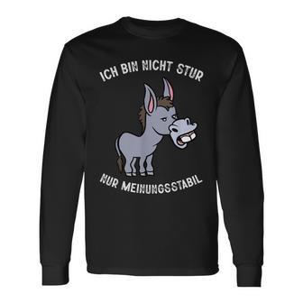 Ich Bin Nicht Stur Meinungsstabil Humour Slogan Men's Black Langarmshirts - Seseable