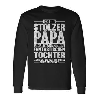 Ich Bin Stolzer Papa Fantastische Tochter Schwarzes Herren Langarmshirts - Seseable