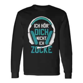 Ich Hör' Dich Nicht Ich Zocke Gamer Headset Idea Black Langarmshirts - Seseable