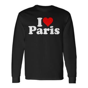Ich Liebe Herz Paris France Langarmshirts - Seseable