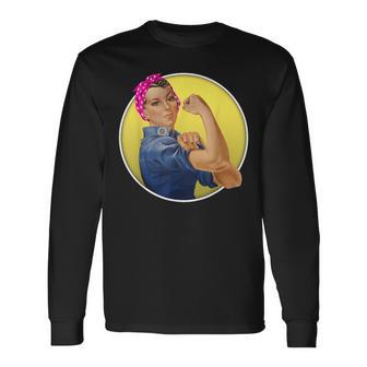 Iconic Rosie The Riveter Feminist Vintage T Long Sleeve T-Shirt - Monsterry CA