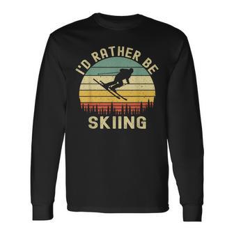 I'd Rather Be Skiing Retrointage Skifahrer Ski Herren Papa Jungen Langarmshirts - Geschenkecke