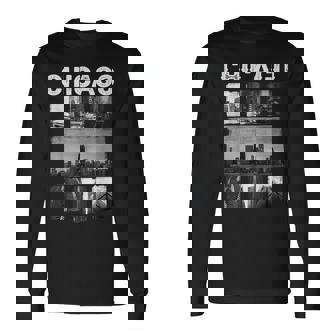 Illinois Chicago Skyline Chi Town Long Sleeve T-Shirt - Thegiftio
