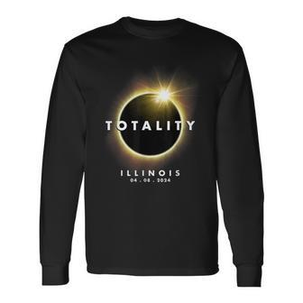 Illinois Solar Eclipse 2024 Totality Solar Eclipse Long Sleeve T-Shirt - Thegiftio UK