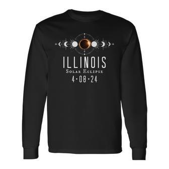 Illinois Solar Eclipse Spring 2024 Totality April 8 2024 Long Sleeve T-Shirt - Monsterry CA