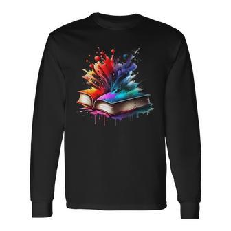 Ilustración De Libros Para Libros Libros Biblioteca Aficionados A La Literatura Camiseta de manga larga - Regaloses