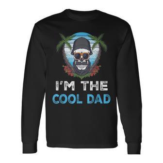 I'm The Cool Dad Skull Beard Vintage Father's Day Summer Long Sleeve T-Shirt - Monsterry CA