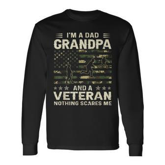I'm A Dad Grandpa And Veteran Fathers Day American Flag Long Sleeve T-Shirt - Thegiftio UK