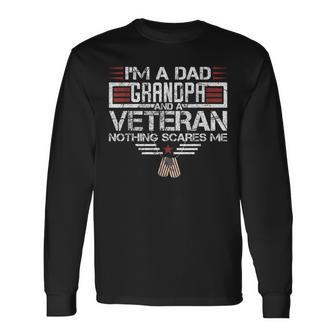 I'm A Dad Grandpa And Veteran Retro Papa Grandpa Long Sleeve T-Shirt - Thegiftio UK