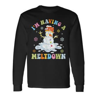 I'm Having A Meltdown Winter Christmas Melting Snowman Long Sleeve T-Shirt - Seseable