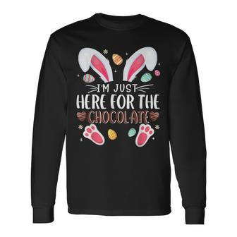 I'm Just Here For The Chocolate Cute Bunny Easter Long Sleeve T-Shirt - Monsterry CA