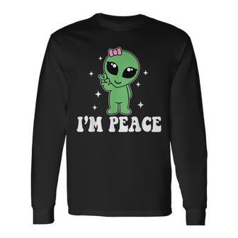 I'm Peace Alien Couples Matching Valentine's Day Long Sleeve T-Shirt - Seseable