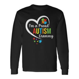 I'm A Proud Autism Grammy Love Heart Autism Awareness Puzzle Long Sleeve T-Shirt - Monsterry