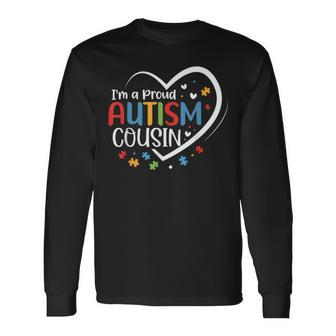 I'm A Proud Cousin Love Heart Autism Awareness Puzzle Long Sleeve T-Shirt | Mazezy