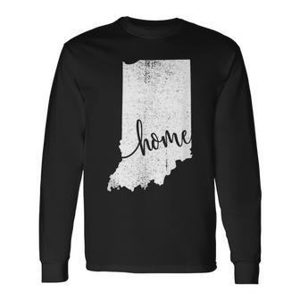 Indiana Home Love Vintage State Map Outline Long Sleeve T-Shirt - Monsterry AU