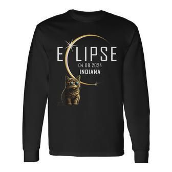 Indiana Total Solar Eclipse 2024 Cat Glasses Totality Long Sleeve T-Shirt - Monsterry AU