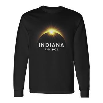Indiana Total Solar Eclipse 2024 Totality 04082024 America Long Sleeve T-Shirt - Monsterry DE