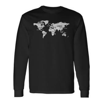 International Alcohol Map Drinking Around The World Long Sleeve T-Shirt - Monsterry