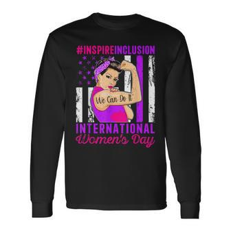 International Women's Day 2024 Inspire Inclusion 8 March Long Sleeve T-Shirt | Mazezy