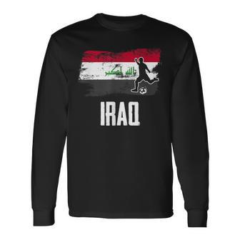 Iraq Flag Jersey Iraqi Soccer Team Iraqi Long Sleeve T-Shirt - Monsterry