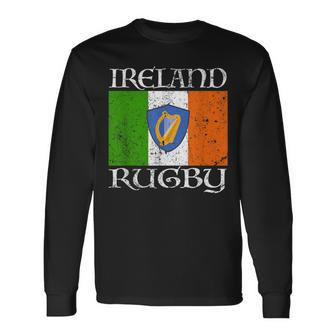 Ireland Rugby Vintage Irish Flag Rugby Fan Long Sleeve T-Shirt - Monsterry