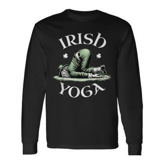 Irish Yoga Festive Green St Paddy's Day Humor Long Sleeve T-Shirt - Seseable