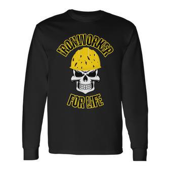 Iron Worker Proud Blue Collar Hard Worker Union Job Badass Long Sleeve T-Shirt - Monsterry