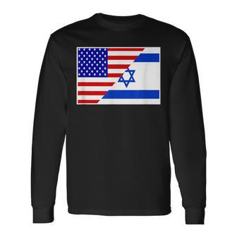 Israel And America Friendship Countries Flag Outfit Long Sleeve T-Shirt - Monsterry