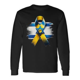 Israel Flag Yellow Ribbon Bring Them Home Now Israel Long Sleeve T-Shirt | Mazezy AU