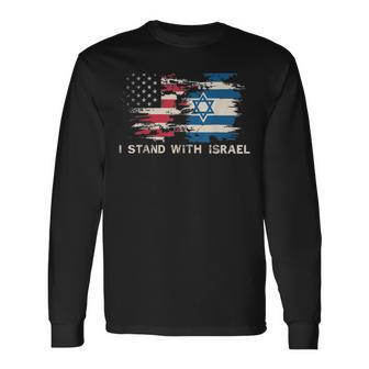 Israeli Flag Jewish Star Of David I Stand With Israel Long Sleeve T-Shirt - Seseable